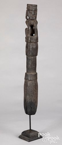 Timor carved wood post