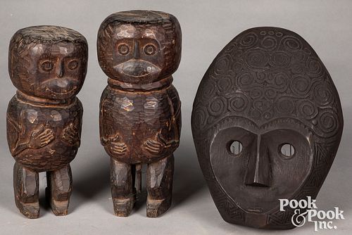 Pair of Timor carved wood ancestor figures