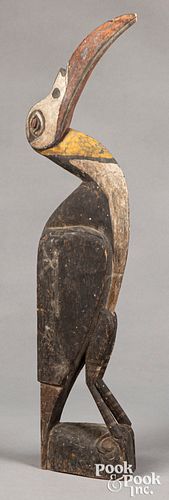 Papua New Guinea carved Sepik River hornbill bird
