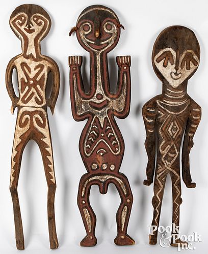 Three Papua New Guinea painted figural gope board