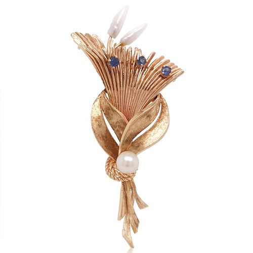 GOLD AND MOTHER OF PEARL BROOCH