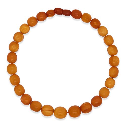 SET OF FOUR AMBER BEADED NECKLACES