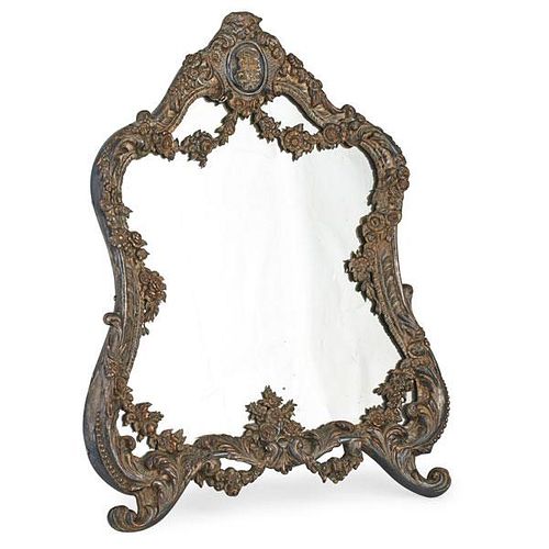 FRENCH SILVER PLATE TOILET MIRROR