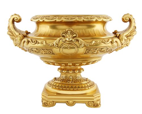 RUSSIAN GOLD PLATED ORMOLU CENTERPIECE BOWL, 19TH CENTURY