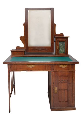 WOOD DRESSING TABLE WITH FRAMED MIRROR, 19TH CENTURY
