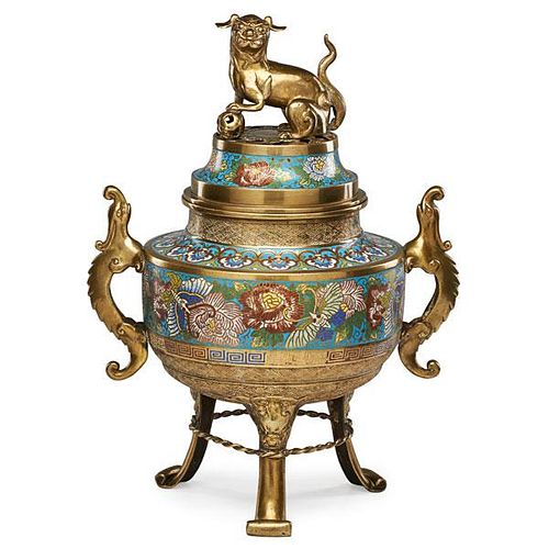 CHINESE BRASS AND CLOISONNE CENSER