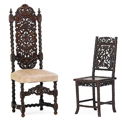 BAROQUE STYLE HALL CHAIR AND CHINESE CHILD'S CHAIR