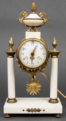 Louis XVI Manner Marble Portico Clock