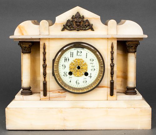 Greek Revival Onyx Mantle Clock