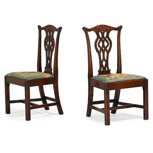 PAIR OF GEORGE III STYLE WALNUT SIDE CHAIRS