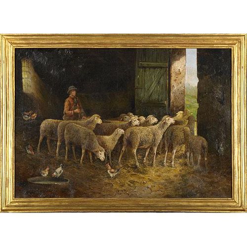 EARLY 20TH C. SHEEP PAINTING