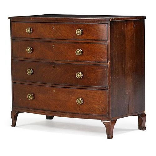 GEORGE IV MAHOGANY BOW FRONT CHEST OF DRAWERS