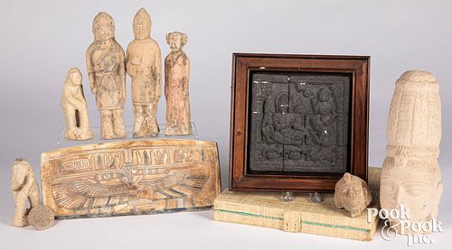 Group of ethnographic ceramic and stone items