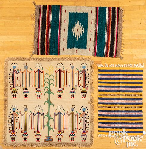 Three Southwestern themed decorative textiles