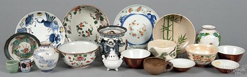 Assorted Asian porcelain tableware, largely Japanese, to include a pair of covered rice bowls