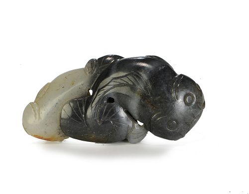 Black and White Jade Carving with Li Yu, 18-19th Century