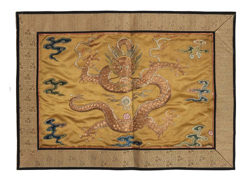 Chinese Silk Dragon Panel, 18th Century