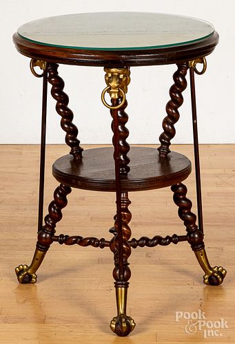 Victorian walnut end table, with spiral carved le