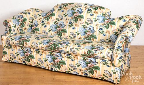 Pair of floral upholstered sofas, 89" l. Provenan