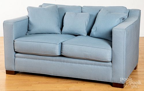 Blue upholstered sofa, 60" l. Provenance: The Col
