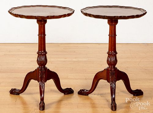 Pair of Chippendale style mahogany piecrust end t