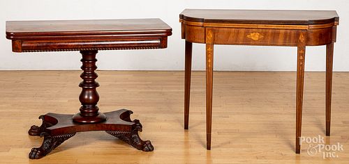 Empire mahogany card table, mid 19th c., with fig