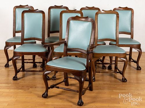Set of eight Queen Anne style mahogany dining cha