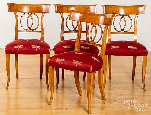 Four Beidermeyer sabre leg dining chairs, 19th c.