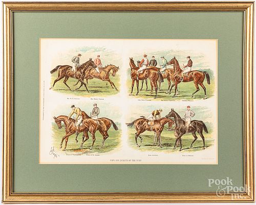 Five horse theme prints, largest - 15" x 22 1/2".