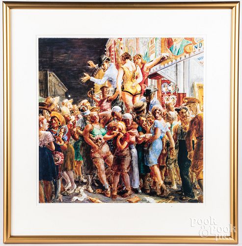 Reginald Marsh print, 18" x 18", together with th