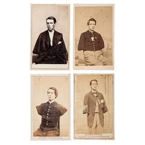 Civil War Double Amputee Alfred A. Stratton, Four CDVs, Plus