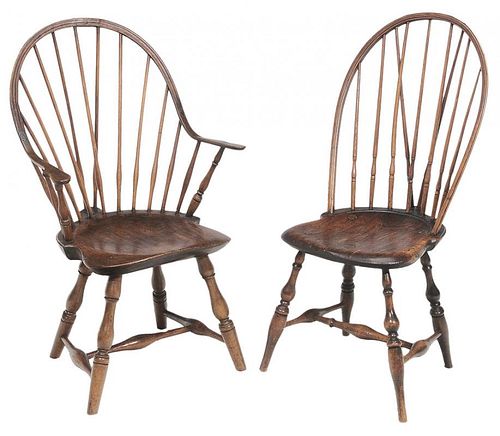 Two American Brace-Back Windsor Chairs