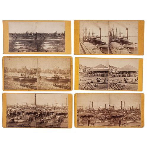 Theodore Lilienthal, Group of New Orleans Steamboat and Levee Stereoviews, Ca 1870s