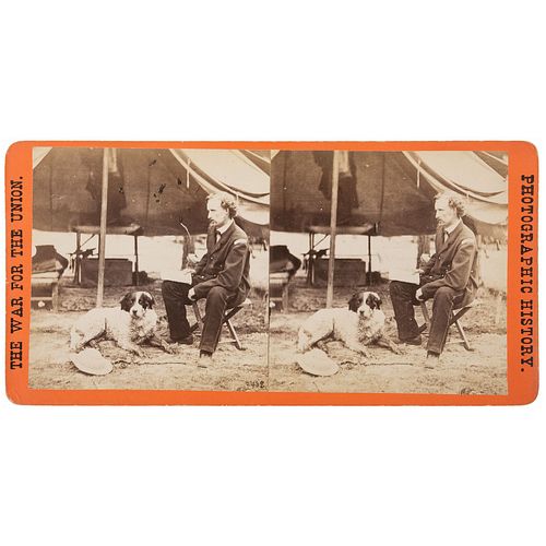 General George Custer and his Dog, Civil War Stereoview
