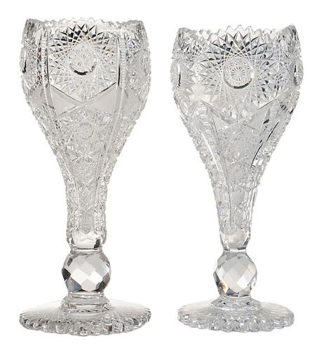 Two Similar Brilliant-Cut Glass Vases