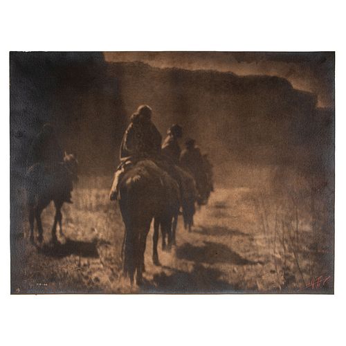 Edward S. Curtis Platinum Photograph, The Vanishing Race, With Red Signature