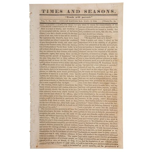 Mormon Founder Joseph Smith's Arrest Reported in Times and Season, May 1844