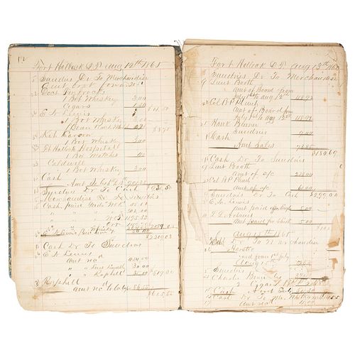 Fort Halleck, Wyoming, Pair of 1865 Ledgers from the Military Outpost, Incl. Reference to Kit Carson