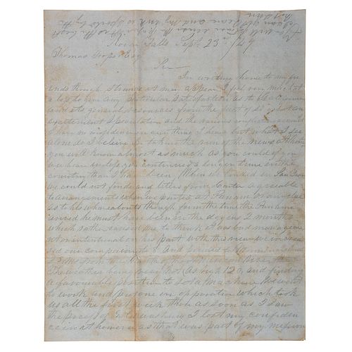 Gold Miner's Letter Written from Rocky Falls, California, September 1849