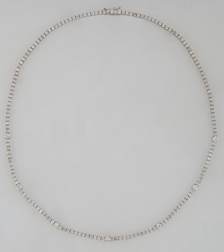 14K White Gold Tennis Necklace, each of the 163 links with a round diamond, total diamond wt.- 7.53 cts., with appraisal.