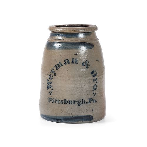 A Scarce Weyman and Brothers Stoneware Tobacco Jar with Double-Sided Decoration