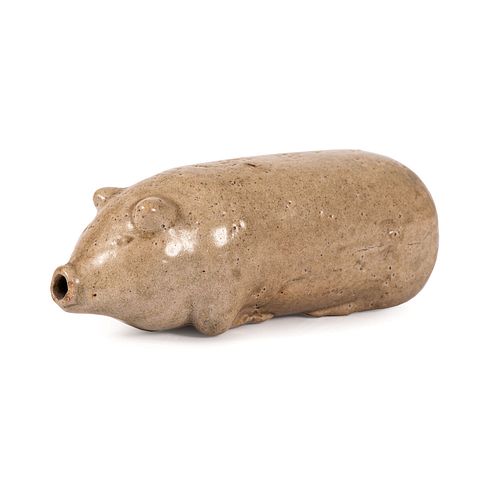 A Molded Stoneware Pig Flask