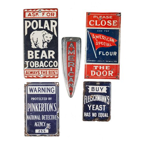 Five Tin Advertising Door Pushes 