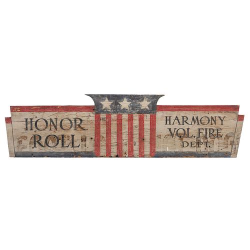 A Harmony Voluntary Fire Dept Honor Roll Painted Wood Sign