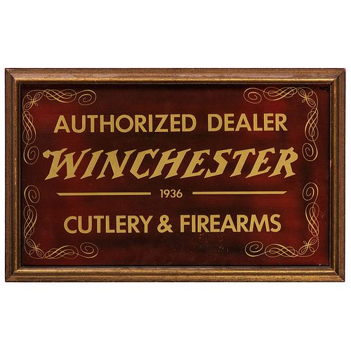 A Winchester Reverse Painted Glass Advertising Sign