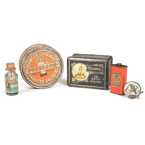 A Group of Assorted Advertising Tins and Bottle 