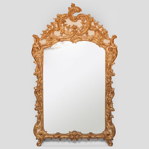 Louis XV Style Gilt Composition, Giltwood and Painted Mirror