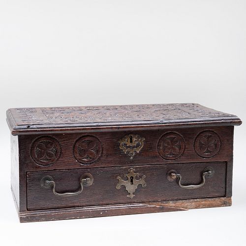 English Carved Oak Document Box