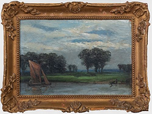 French School: Landscape with Sailboat