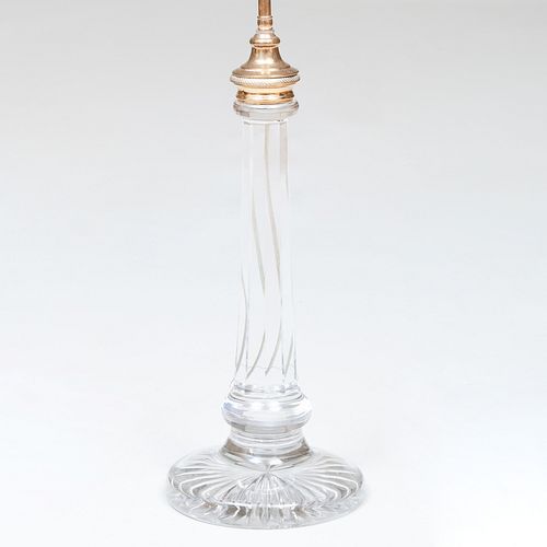 Continental Gilt-Metal-Mounted Colorless Glass Columnar Table Lamp